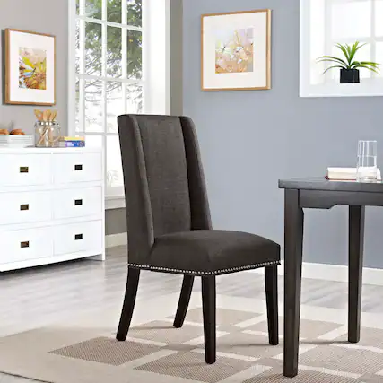 Front. Modway - Baron Fabric Dining Chair by Modway - Brown.