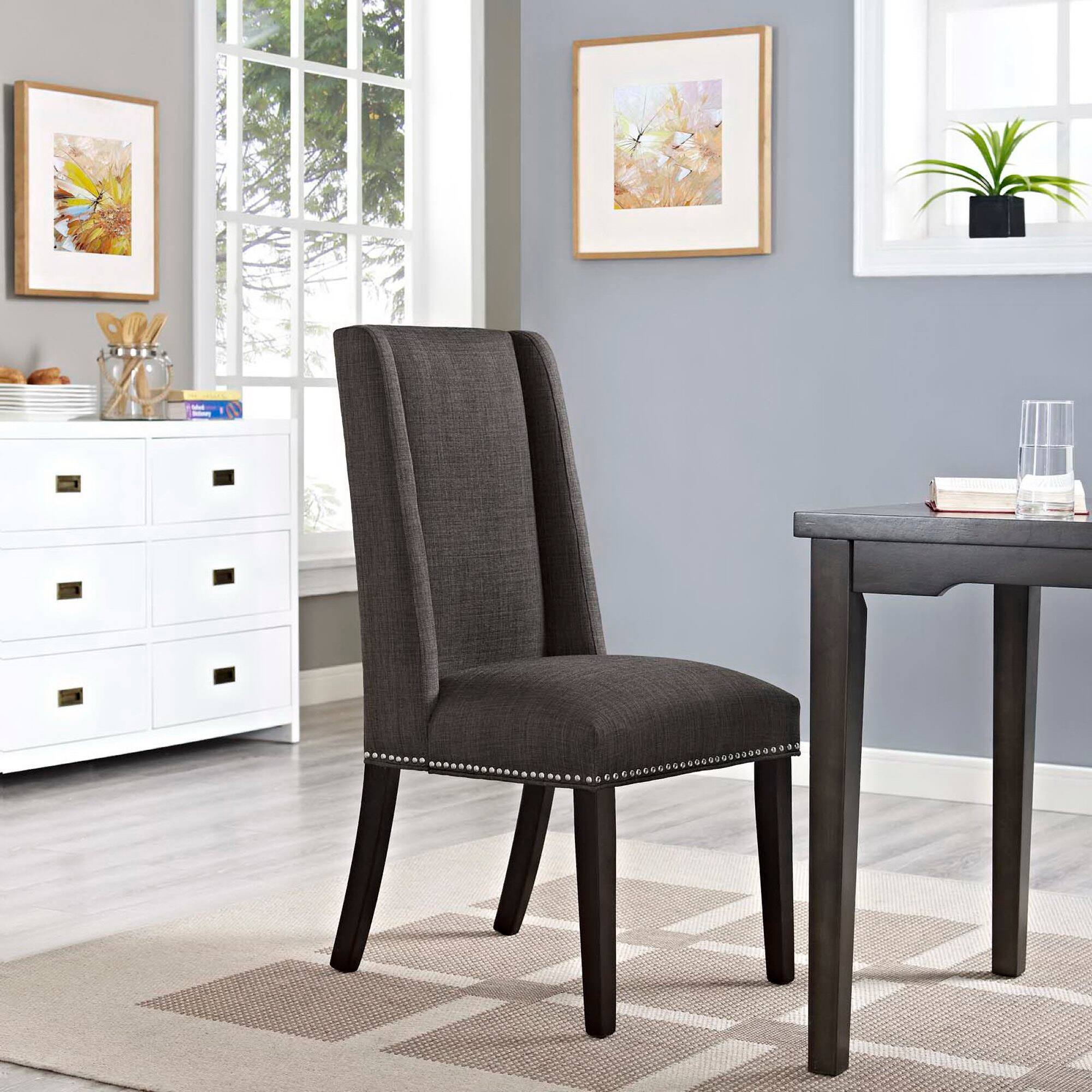 Front. Modway - Baron Fabric Dining Chair by Modway - Brown.