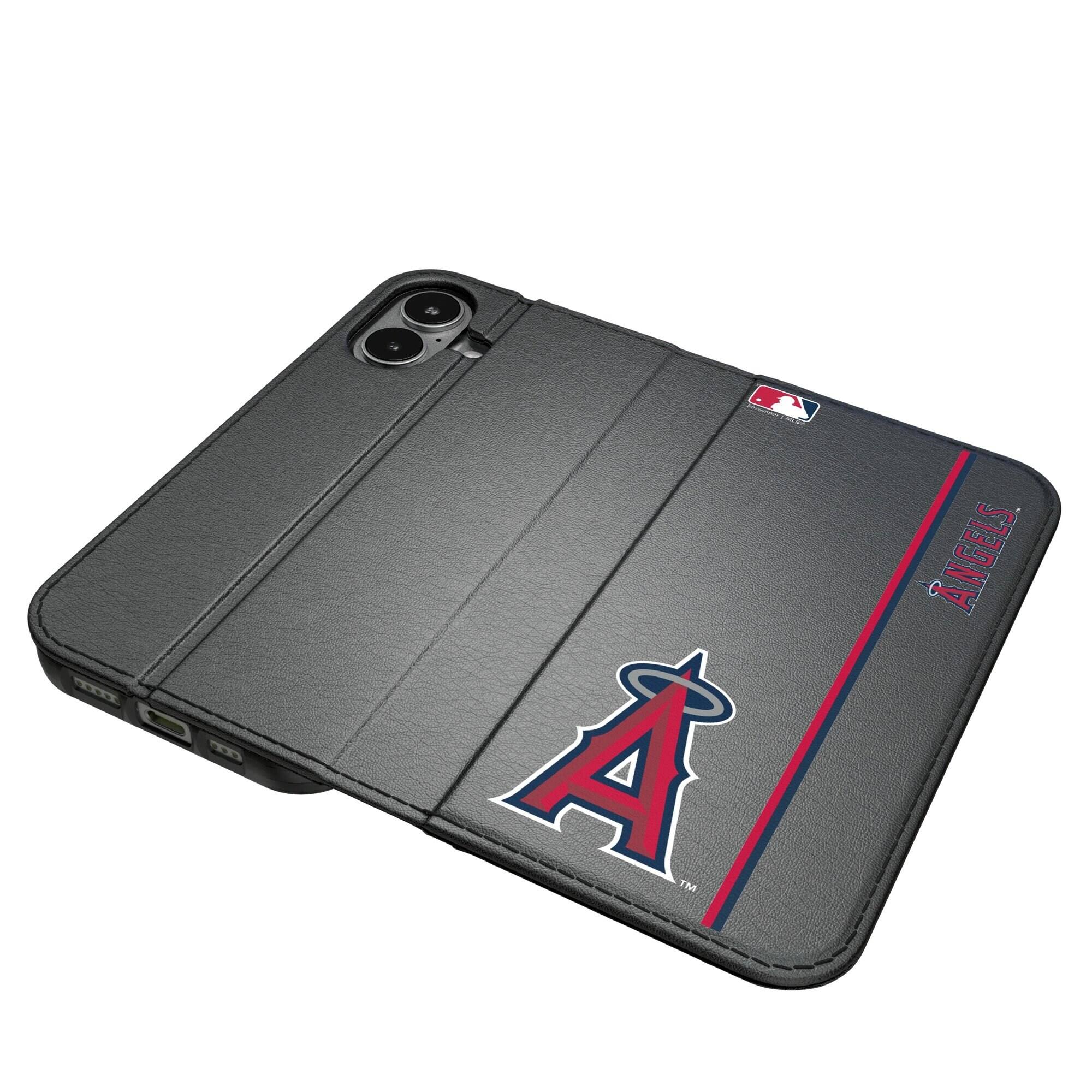 Alt View 3. Keyscaper - Los Angeles Angels iPhone Folio 2.0 Case - 17 Pro Max - Black.