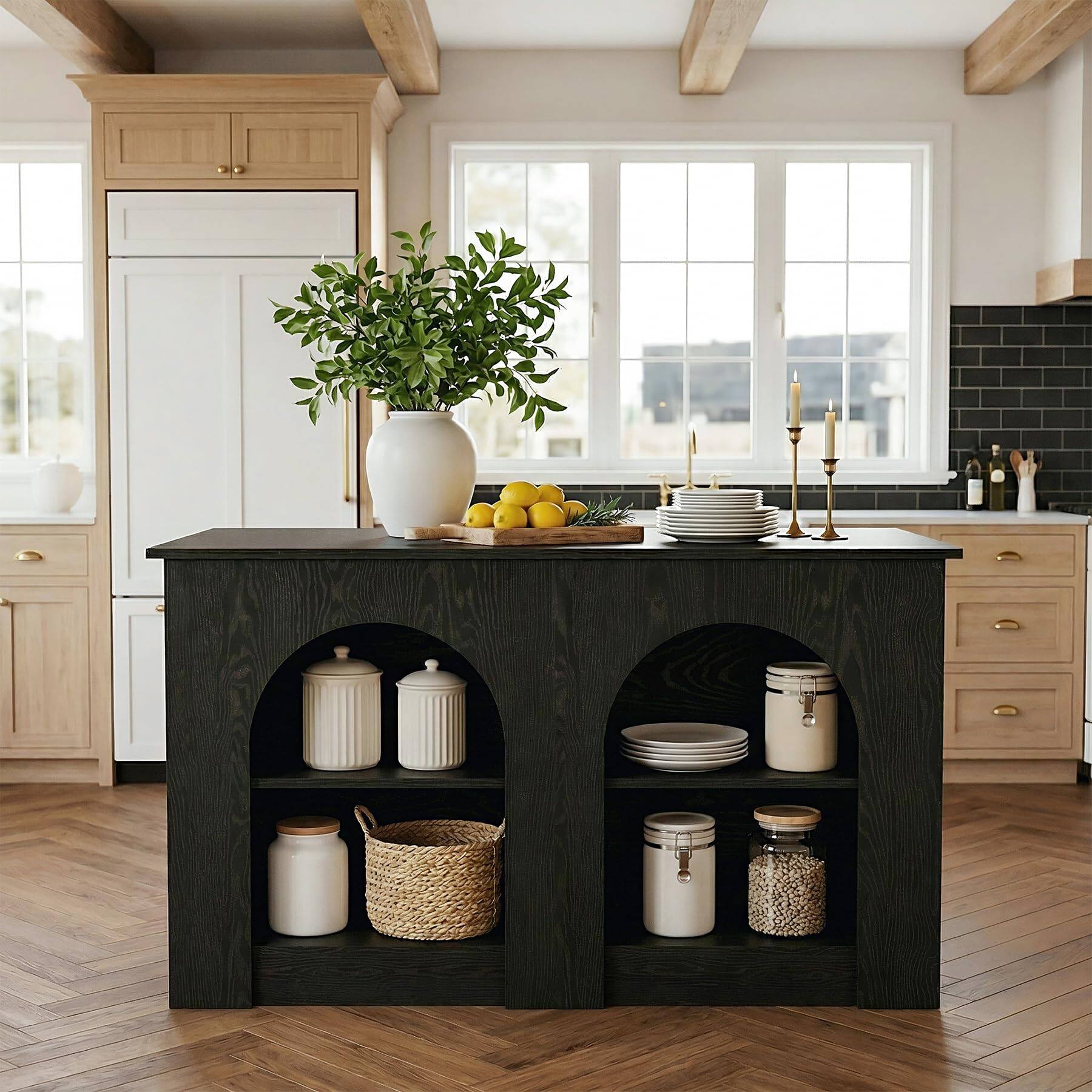 Tribesigns LITTLE TREE 55” Kitchen Island with Seating and Storage ...