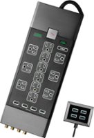 Rocketfish™ - Premium 12-Outlet/8-USB Surge Protector Strip - Black - Front_Zoom