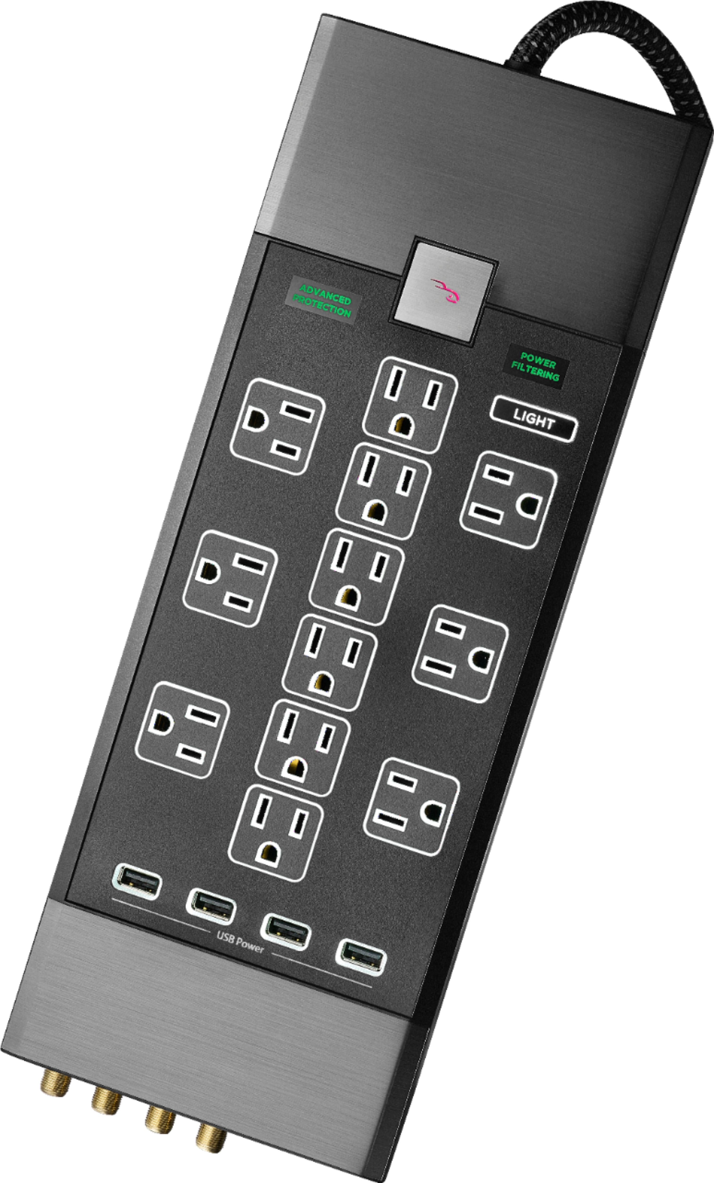 Alt View 11. Rocketfish™ - Premium 12 Outlet/8 USB 5280 Joules Surge Protector Strip - Black.