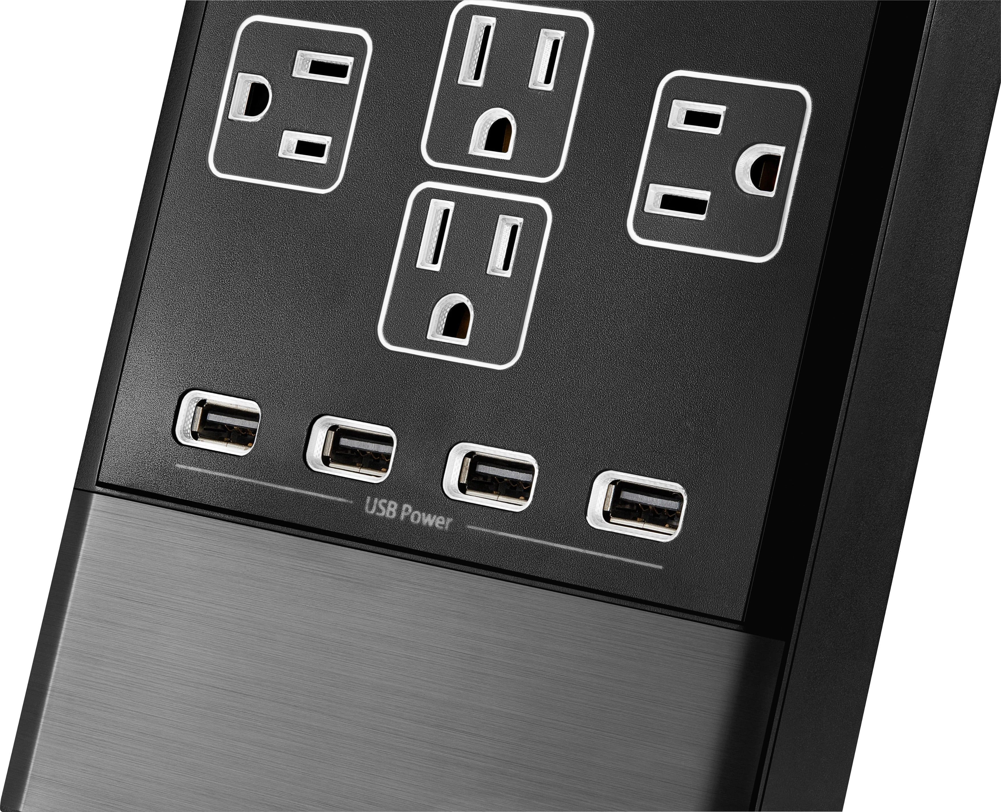Alt View 14. Rocketfish™ - Premium 12 Outlet/8 USB 5280 Joules Surge Protector Strip - Black.