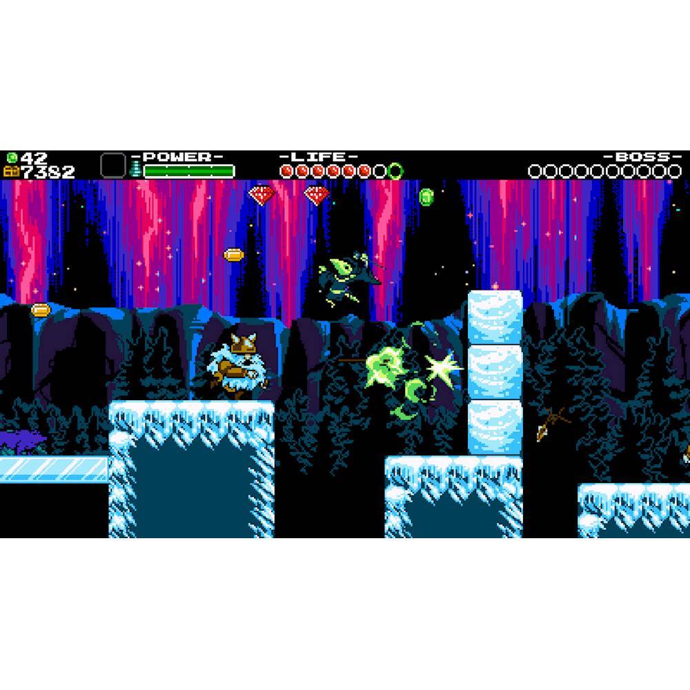 The image features a video game with a character jumping over a gap. The game has a black background, and the character is in the middle of the scene. The game is set in a dark environment, with a few stars visible in the background. The image also includes a few other characters, some of which are closer to the edges of the scene. The game appears to be a platformer or an action game, with the main character navigating through the environment and possibly fighting enemies.