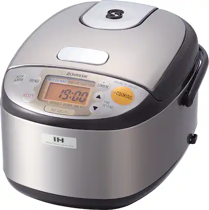 Angle. Zojirushi - 3 Cup Induction Heating Rice Cooker - Stainless Steel Brown.