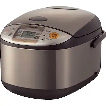 Left. Zojirushi - Micom 10-Cup Rice Cooker and Warmer - Stainless Brown.