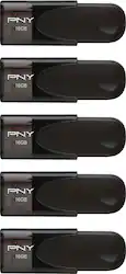 PNY - 16GB Attaché 4 Type A USB 2.0 Flash Drive 5-Pack - Black - Front_Zoom