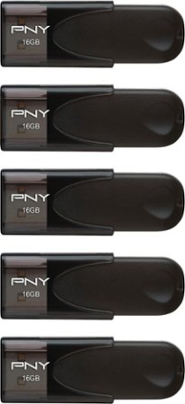 PNY - 16GB Attaché 4 Type A USB 2.0 Flash Drive 5-Pack - Black