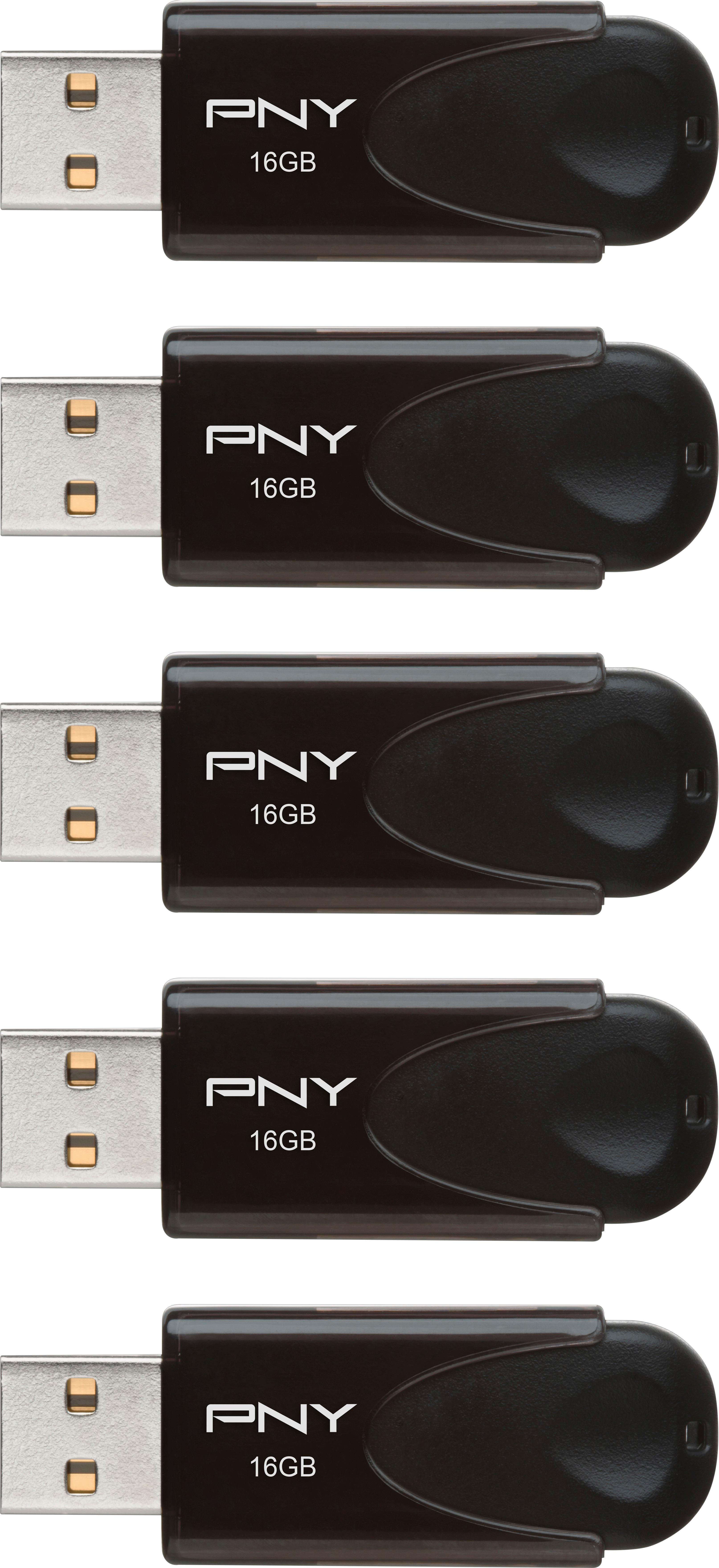 wijsheid Elastisch Betrokken PNY 16GB Attaché 4 Type A USB 2.0 Flash Drive 5-Pack Black P-FD16GX5ATT4-EF  - Best Buy