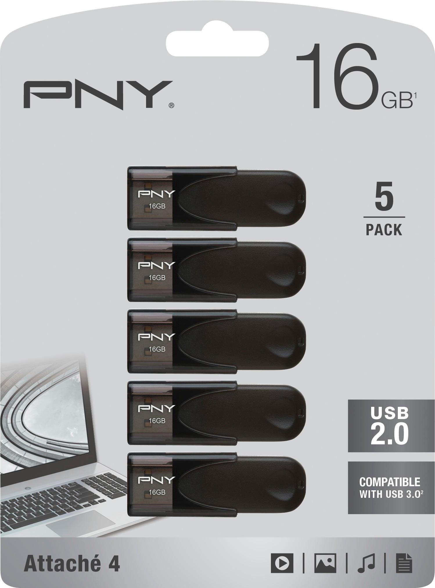 Alt View 14. PNY - 16GB Attaché 4 Type A USB 2.0 Flash Drive 5-Pack - Black.