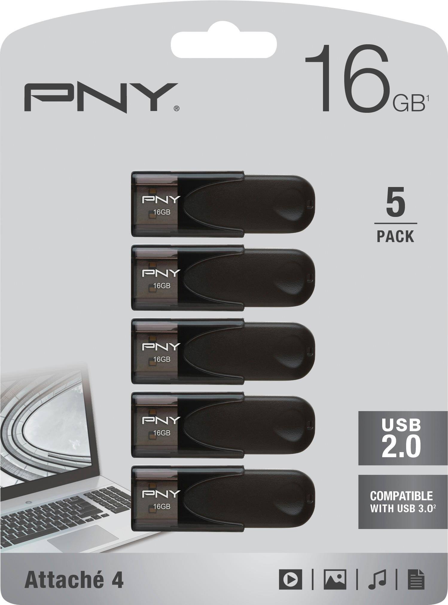 Alt View 14. PNY - 16GB Attaché 4 Type A USB 2.0 Flash Drive 5-Pack - Black.