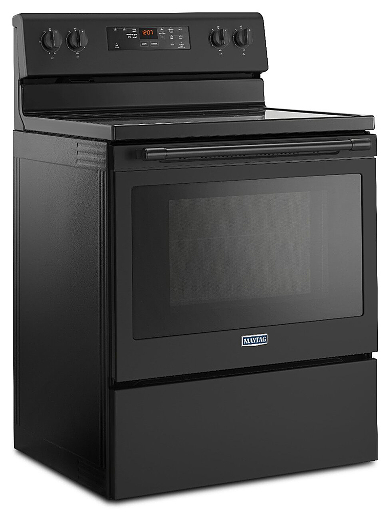 Angle View: Maytag - 5.3 Cu. Ft. Self-Cleaning Freestanding Electric Range with Precision Cooking System - Black