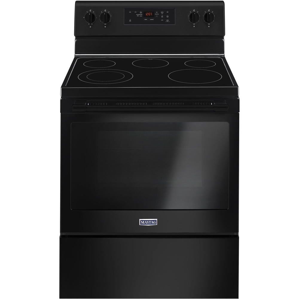 Maytag 30 in. 5.3 cu. ft. Oven Freestanding Electric Range with 5 Smoothtop  Burners - Stainless Steel