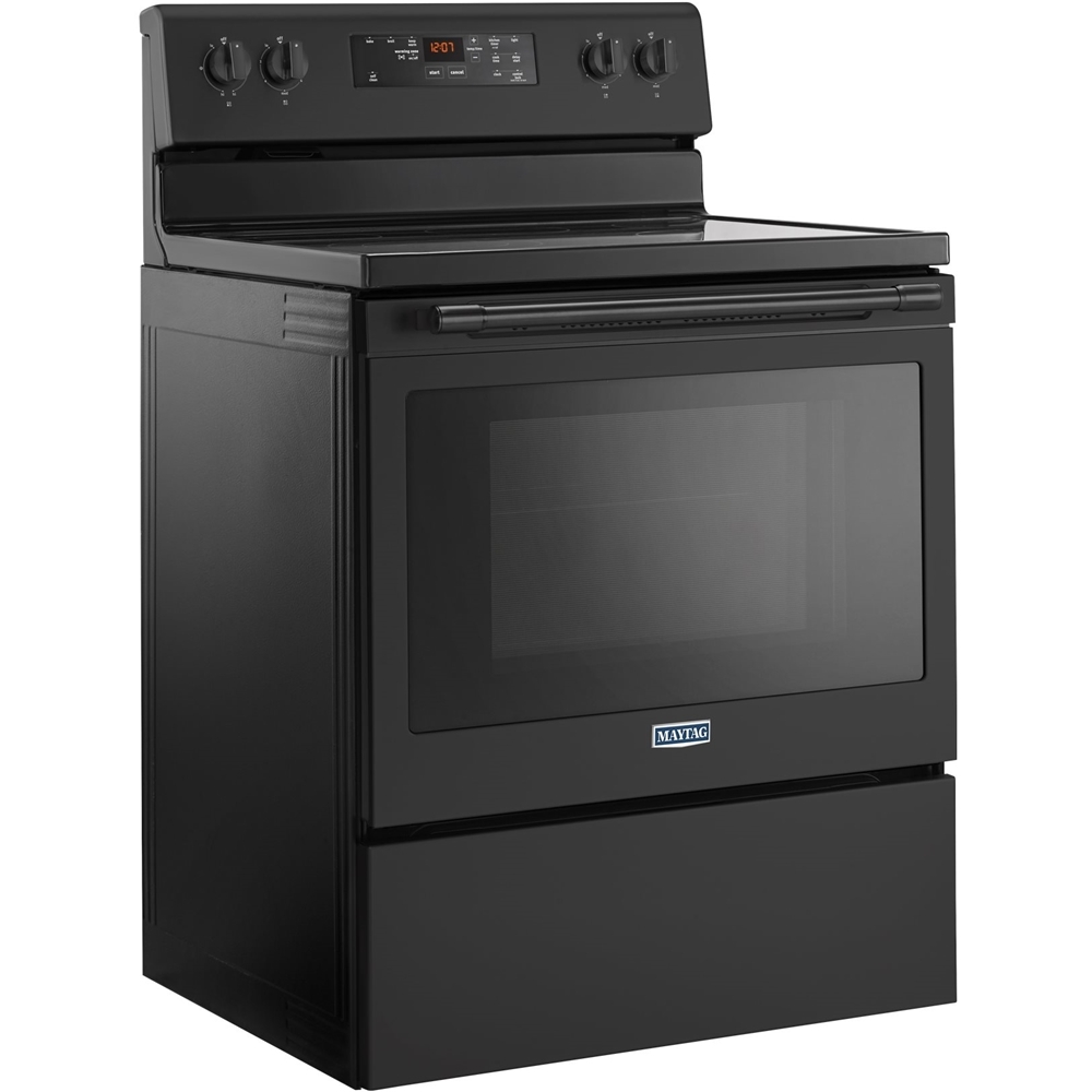 Left View: Maytag - 5.3 Cu. Ft. Self-Cleaning Freestanding Electric Range with Precision Cooking System - Black