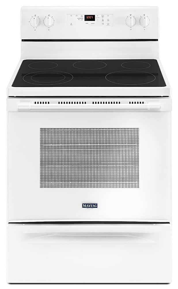 Front. Maytag - 5.3 Cu. Ft. Self-Cleaning Freestanding Electric Range with Precision Cooking system - White.