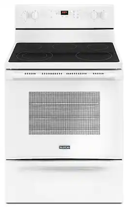 Front. Maytag - 5.3 Cu. Ft. Self-Cleaning Freestanding Electric Range with Precision Cooking system - White.