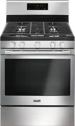 Maytag - 5.0 Cu. Ft. Self-Cleaning Freestanding Fingerprint Resistant Gas Range - Stainless Steel