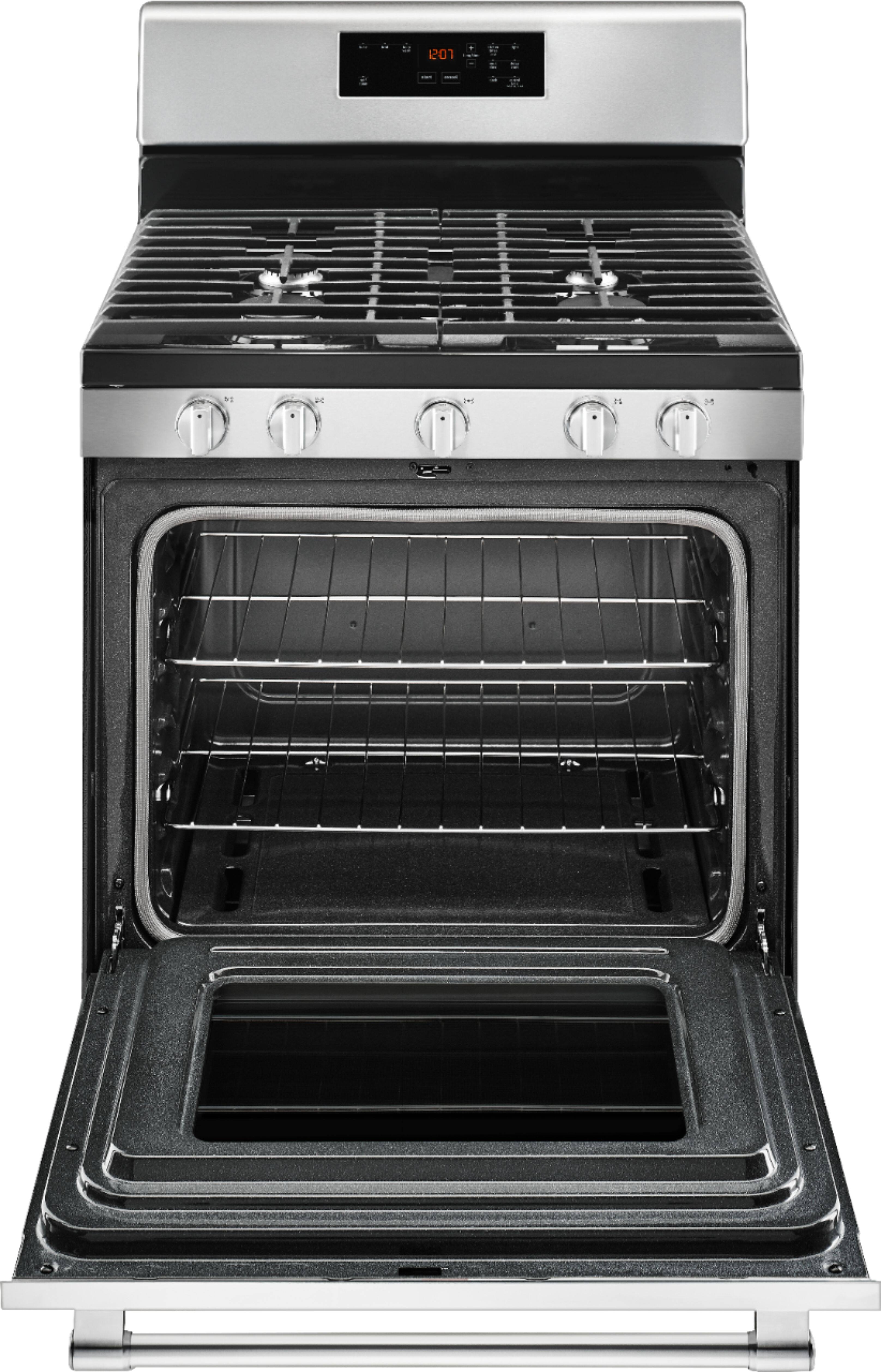 Alt View 11. Maytag - 5.0 Cu. Ft. Self-Cleaning Freestanding Fingerprint Resistant Gas Range - Stainless Steel.