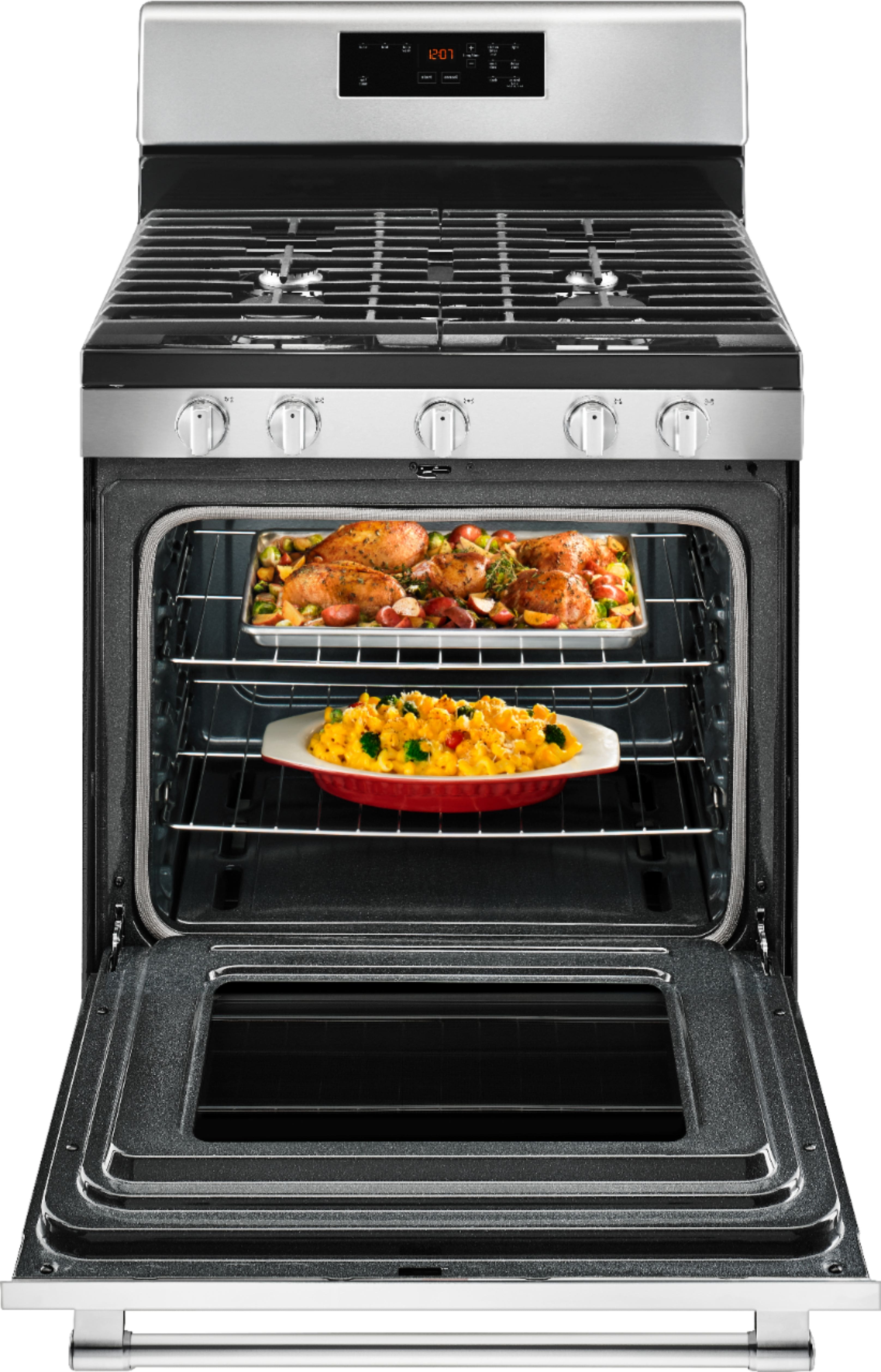 Alt View 12. Maytag - 5.0 Cu. Ft. Self-Cleaning Freestanding Fingerprint Resistant Gas Range - Stainless Steel.