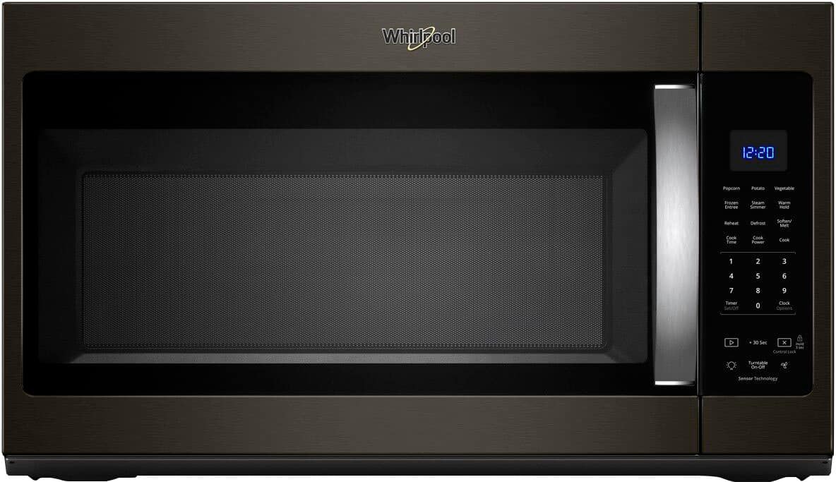 Front. Whirlpool - 1.9 Cu. Ft. Over-the-Range Microwave with Sensor Cooking - Black Stainless Steel.
