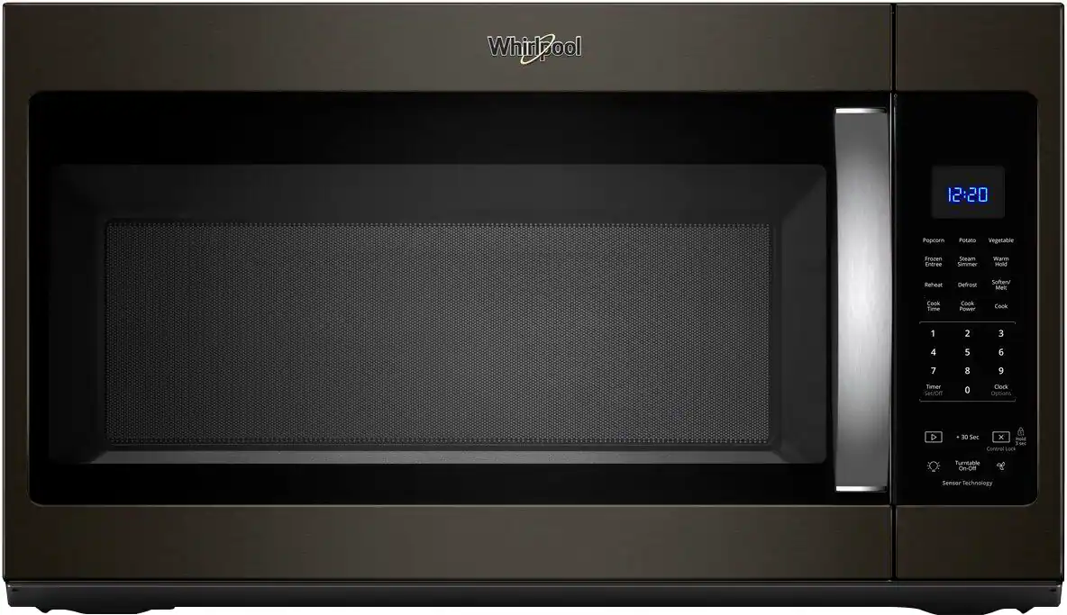 Front. Whirlpool - 1.9 Cu. Ft. Over-the-Range Microwave with Sensor Cooking - Black Stainless Steel.