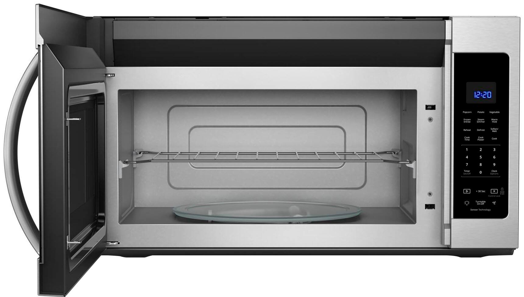 Angle. Whirlpool - 1.9 Cu. Ft. Over-the-Range Microwave with Sensor Cooking - Stainless Steel.