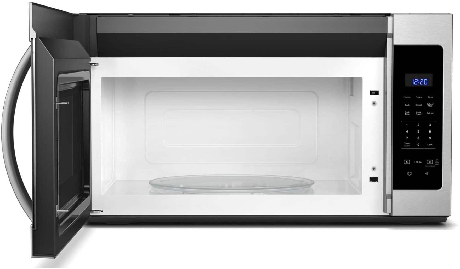 Angle. Whirlpool - 1.7 Cu. Ft. Over-the-Range Microwave - Stainless Steel.