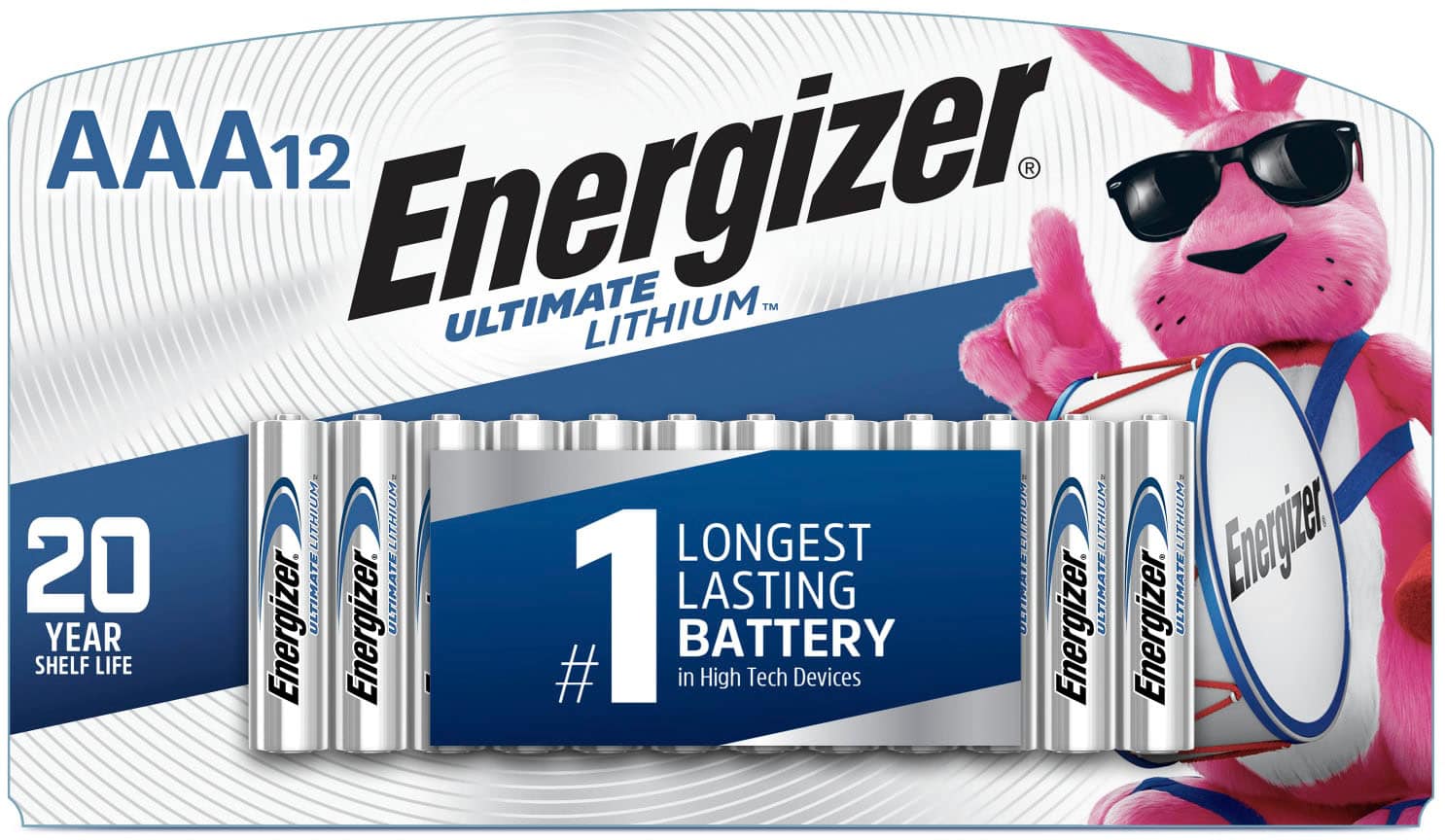 Front. Energizer - Energizer Ultimate Lithium AAA Batteries (12 Pack), Triple A Batteries - Silver.