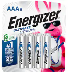 Front. Energizer - Ultimate Lithium AAA Batteries (8 Pack), Triple A Batteries - Silver.