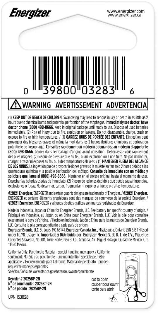 Alt View 1. Energizer - 2025 Batteries (2 Pack), 3V Lithium Coin Batteries - Silver.