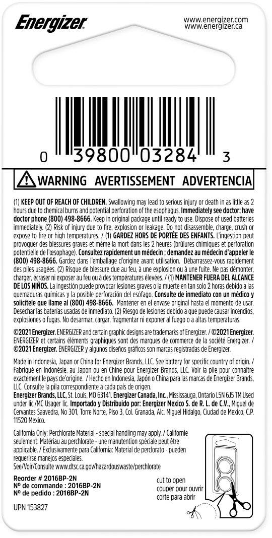 Alt View 1. Energizer - 2016 Batteries (2 Pack), 3V Lithium Coin Batteries - Silver.