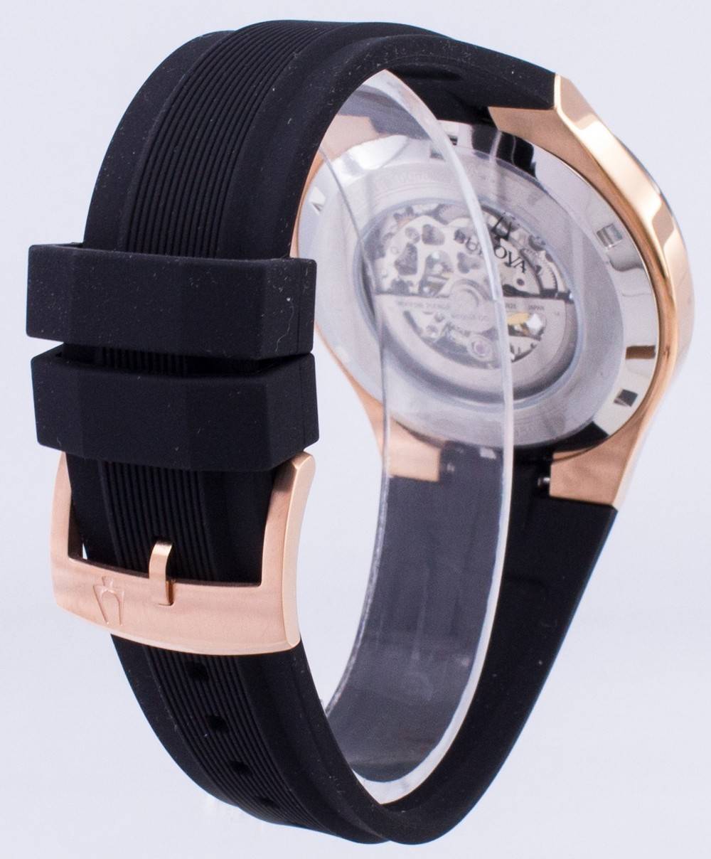 Back. Bulova - Bulova Classic 98A177 Automatic Men's Watch - Black and Rose gold.