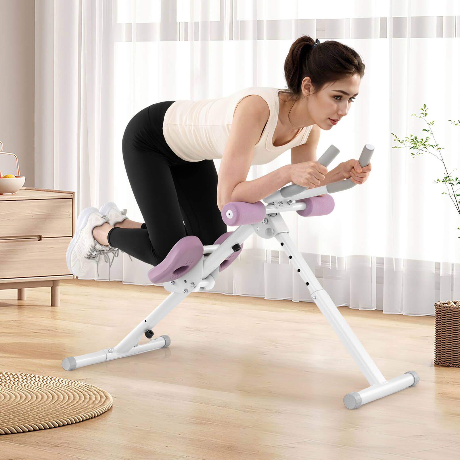 Alt View 1. Costway - Costway Adjustable Abdominal Trainer with Elbow Support Knee Protection and LCD Monitor - White.