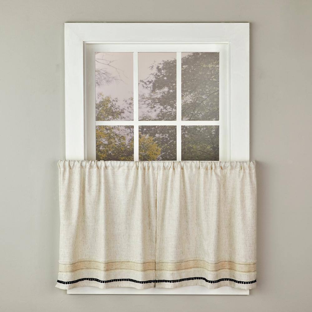 Angle. SKL Home - SKL Home Subtle Stripe Tier Pair Window Curtain 2 Piece Set - 56" x 24" Linen - Linen.