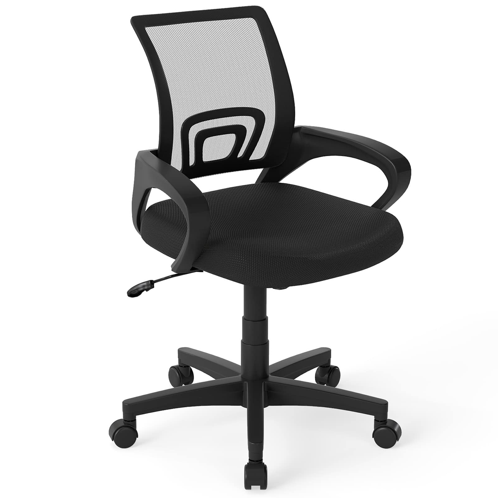 WELLFOR - Mid-Back Mesh Office Chair Ergonomic Computer Chair with Lumbar Support - Black