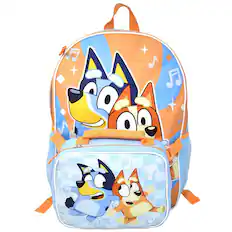 Front. Disney - Bluey and Bingo 16" Backpack for School with Rectangular Lunch Bag, for Kids - Assorted Pre-Pack.