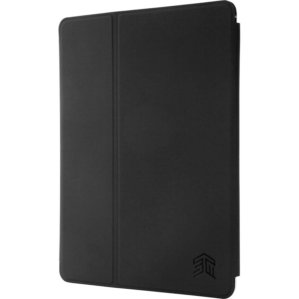 Left View: STM - Studio Case for Apple® iPad® (Latest Model), iPad® 5th Gen, iPad® Pro 9.7", Air and Air 2 - Black/Smoke