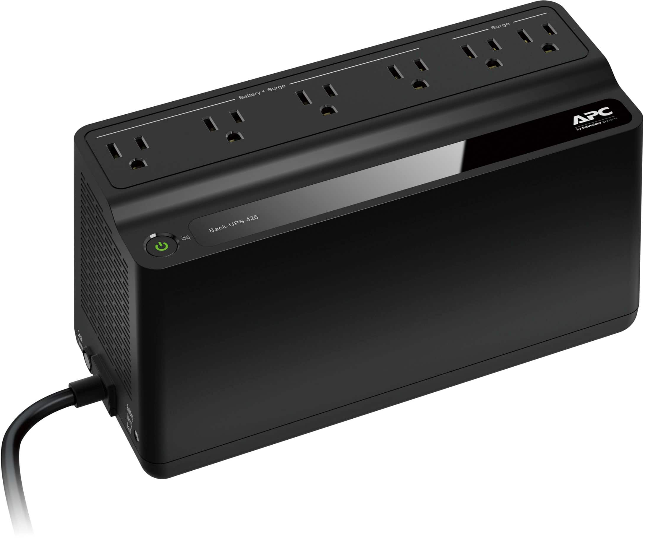 Alt View 11. APC - Back-UPS, 6 Outlets, 425VA, 120V - Black.