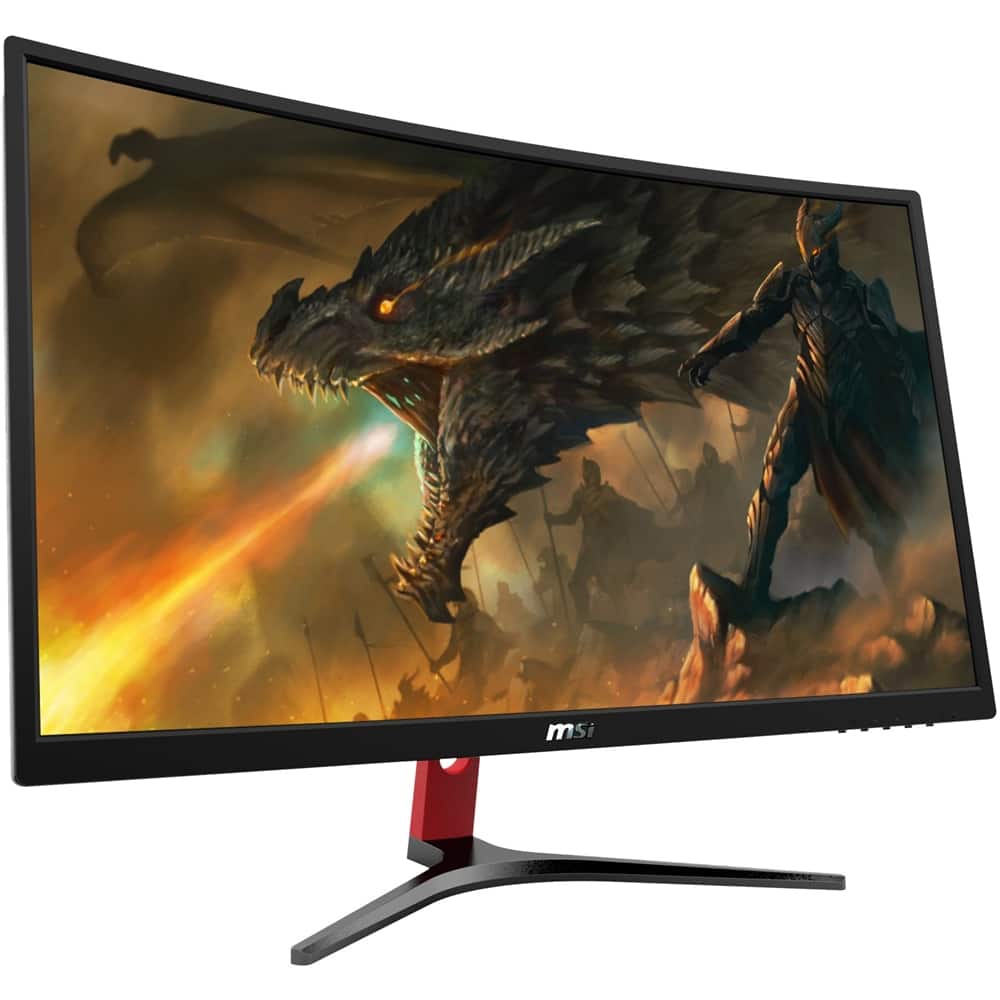 Left. MSI - Optix G24C4 23.6" VA Curved Full HD AMD FreeSync Gaming Monitor (HDMI, DisplayPort) - Black/Red.