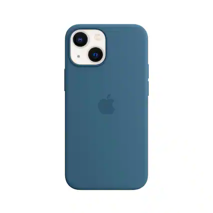 Front. Apple - Apple iPhone 13 mini Silicone Case with MagSafe - Blue Jay - Blue Jay.