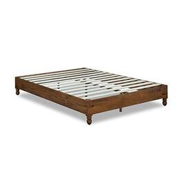 MUSEHOMEINC - 12 Inch Solid Pine Wood Platform Bed Frame with Wooden Slats, Full - Brown