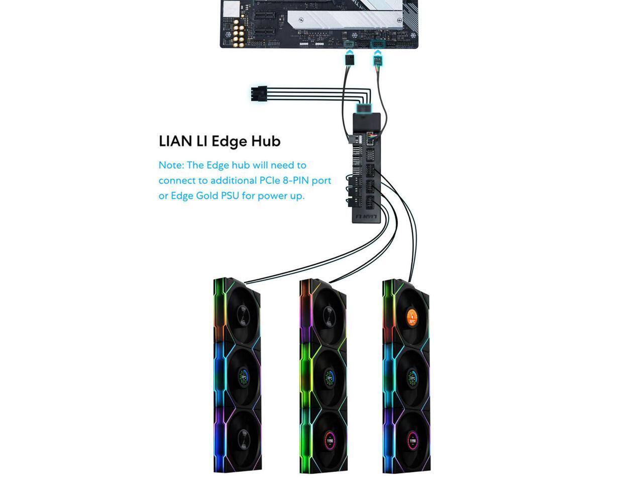 LIAN LI Edge Hub

Note: The Edge hub will need to connect to additional PCIe 8-PIN port or Edge Gold PSU for power up.
