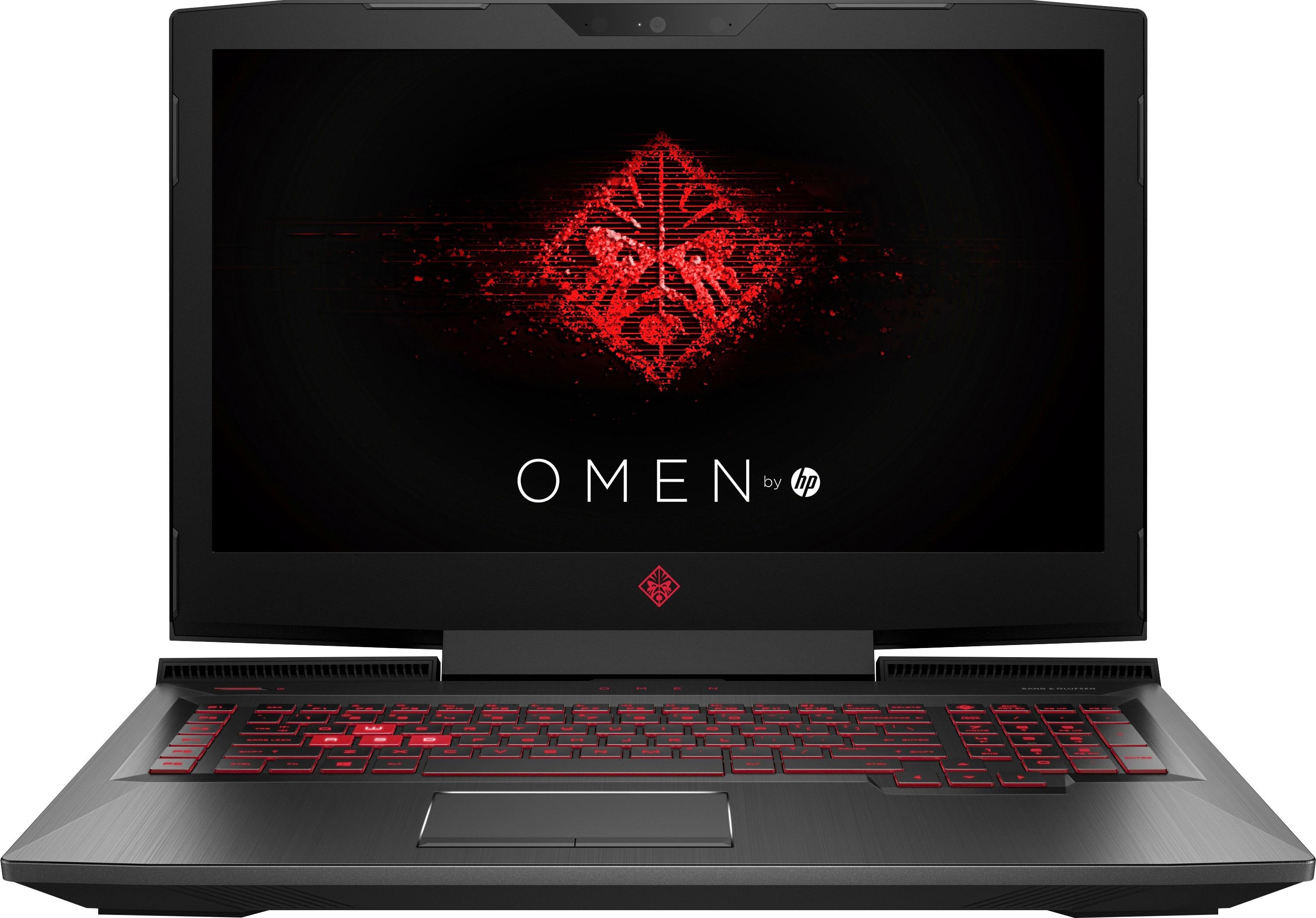 Front. HP - OMEN by HP 17.3" Laptop - Intel Core i7 - 12GB Memory - AMD Radeon RX 580 - 1TB Hard Drive - HP sandblasted hairline brushing and carbon fiber.