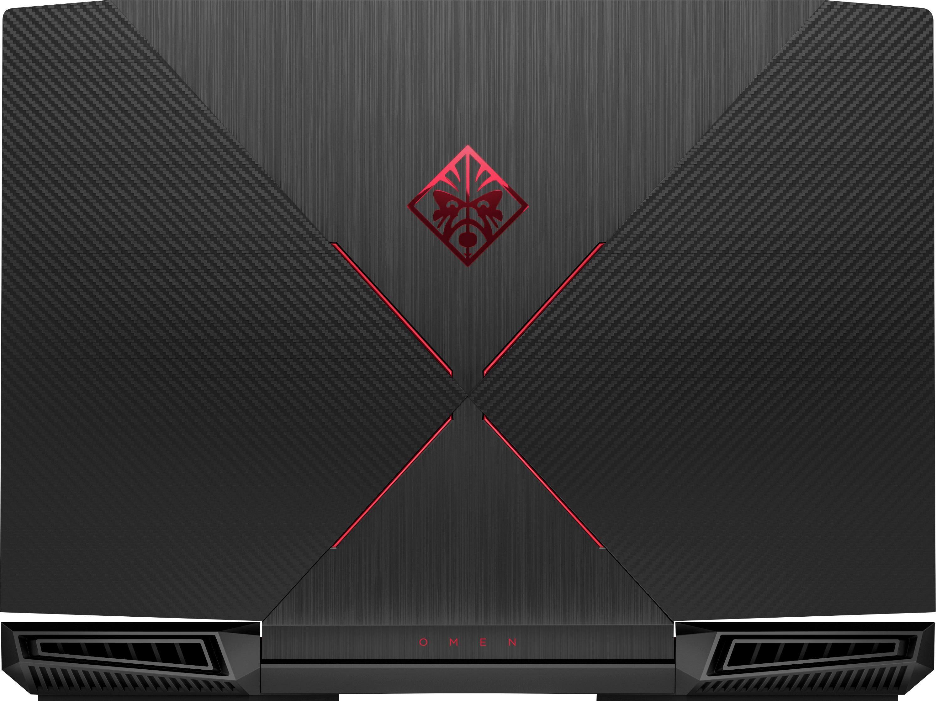 Alt View 3. HP - OMEN by HP 17.3" Laptop - Intel Core i7 - 12GB Memory - AMD Radeon RX 580 - 1TB Hard Drive - HP sandblasted hairline brushing and carbon fiber.