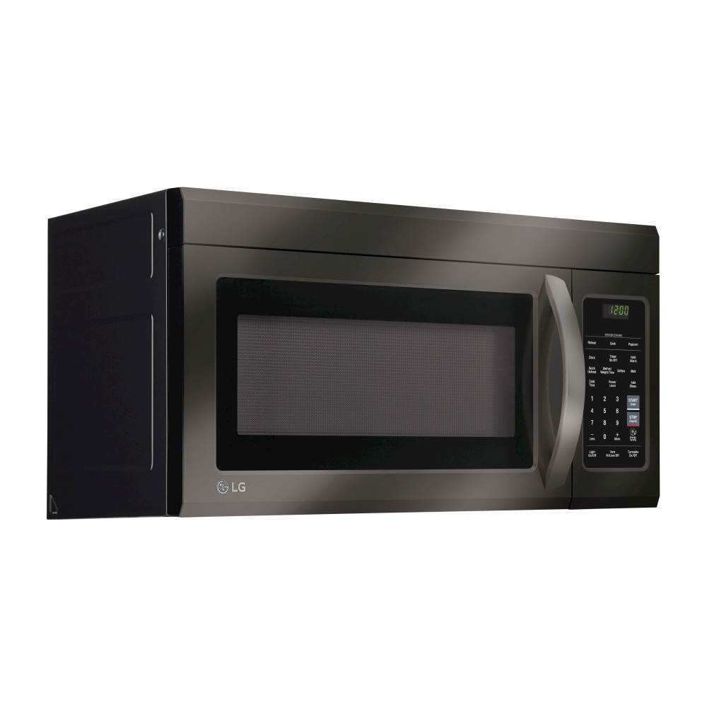Angle View: LG - 1.8 Cu. Ft. Over-the-Range Microwave with Sensor Cooking and EasyClean - Black stainless steel