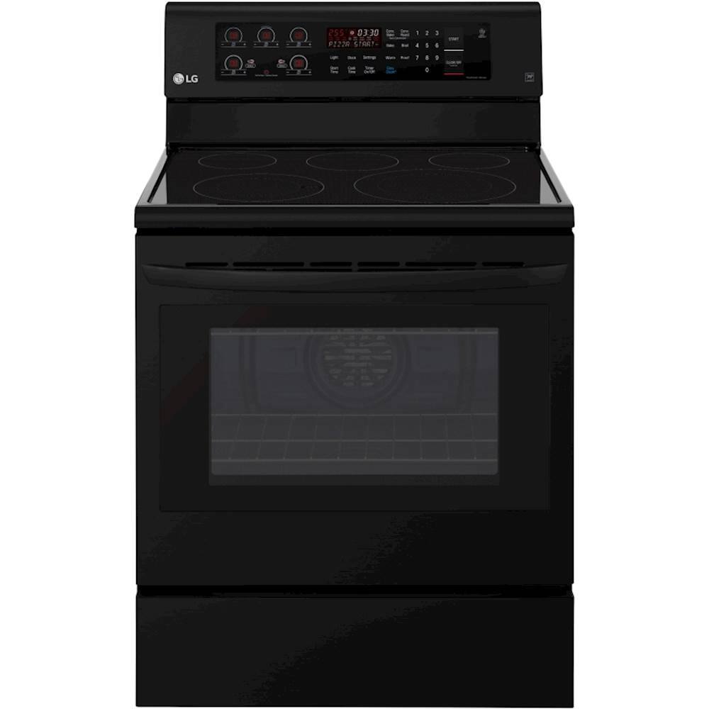 Front. LG - 6.3 Cu. Ft. Self-Cleaning Freestanding Electric Convection Range - Smooth Black.