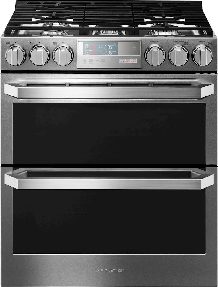 LG 6.9 cu. ft. Gas Double Oven Range with ProBake Convection 30 Stainless  Steel - Office Depot