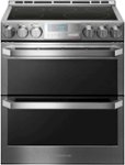 Front. LG - SIGNATURE 7.3 Cu. Ft. Smart Slide-In Double Oven Electric True Convection Range with EasyClean and SmoothTouch Controls - Textured Steel.