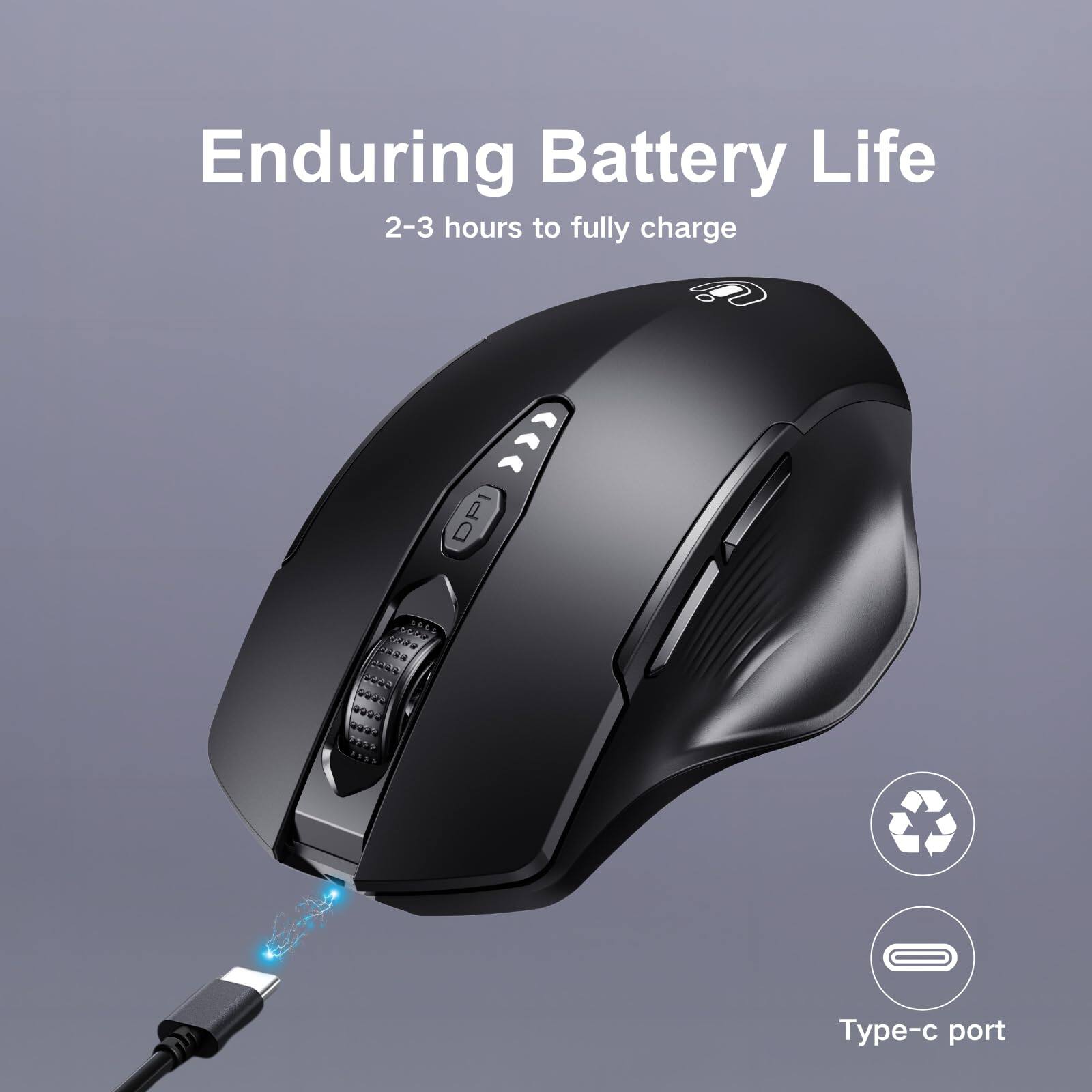 Enduring Battery Life  
2-3 hours to fully charge  

Type-c port