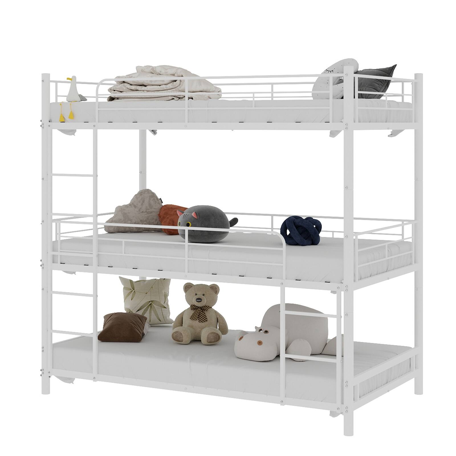 Alt View 7. Loheer - Loheer Twin Size White Metal Bed Frame Heavy Duty Steel Twin Bed Space Saving Noise Free Mattress Foundation - White.